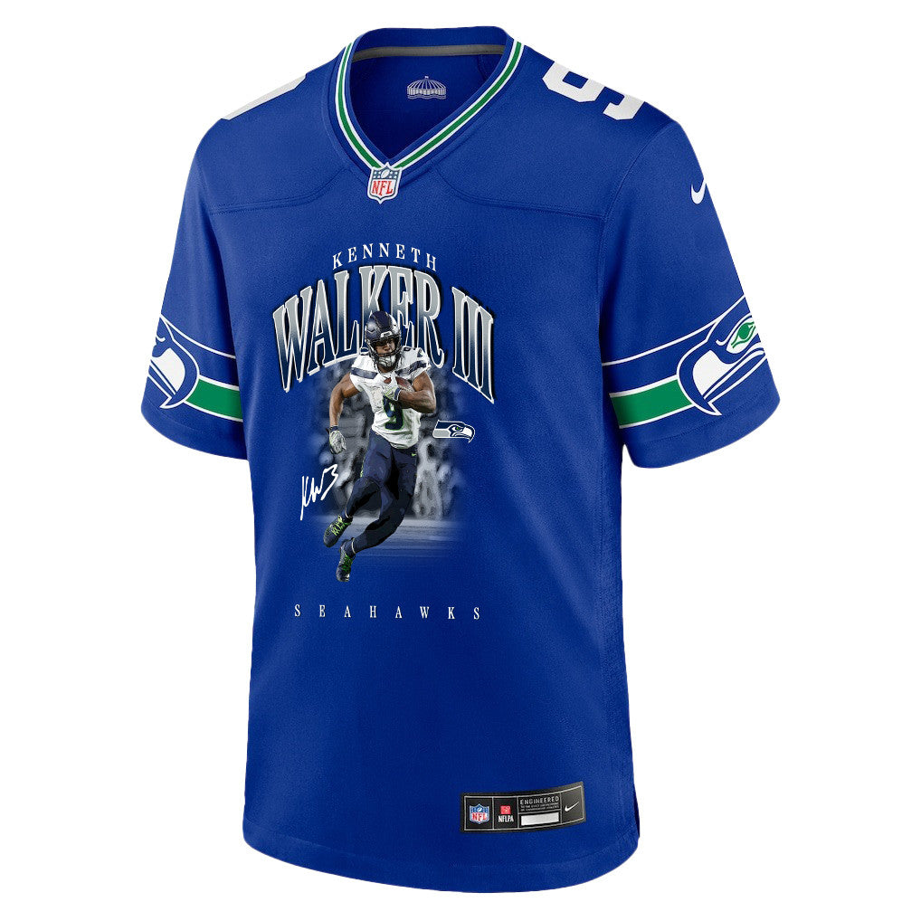 Kenneth Walker III 9 Seattle Seahawks Super Bowl LX Backfield Beast Jersey – Royal Blue