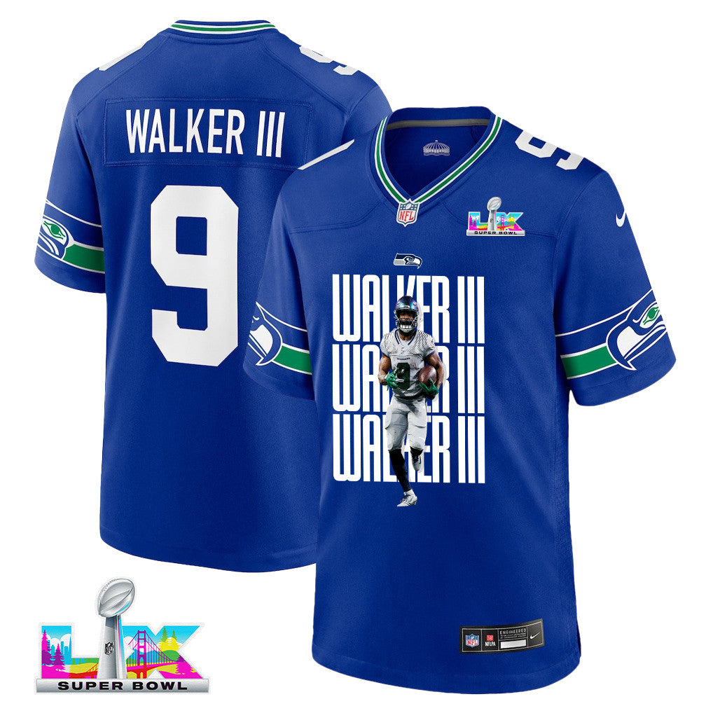 Kenneth Walker III 9 Seattle Seahawks Super Bowl LX Power & Precision Jersey – Royal Blue