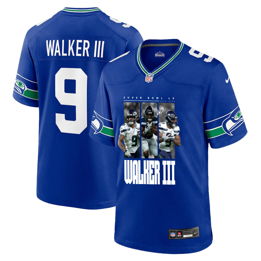 Kenneth Walker III 9 Seattle Seahawks Super Bowl LX Breakaway Speed Jersey – Royal Blue