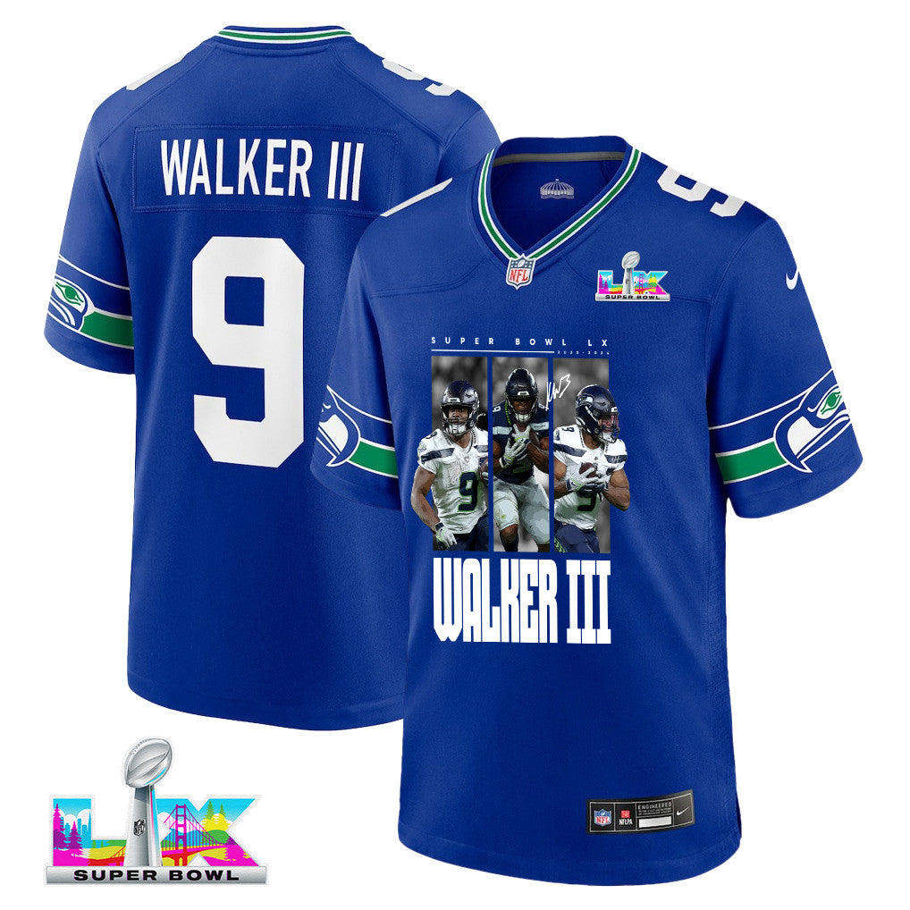 Kenneth Walker III 9 Seattle Seahawks Super Bowl LX Breakaway Speed Jersey – Royal Blue