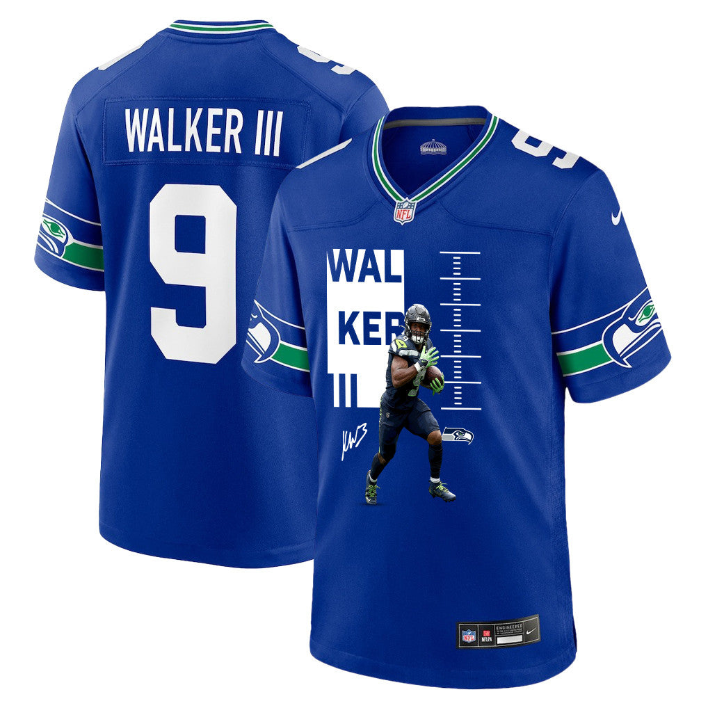 Kenneth Walker III 9 Seattle Seahawks Super Bowl LX Electric Run Threat Jersey – Royal Blue