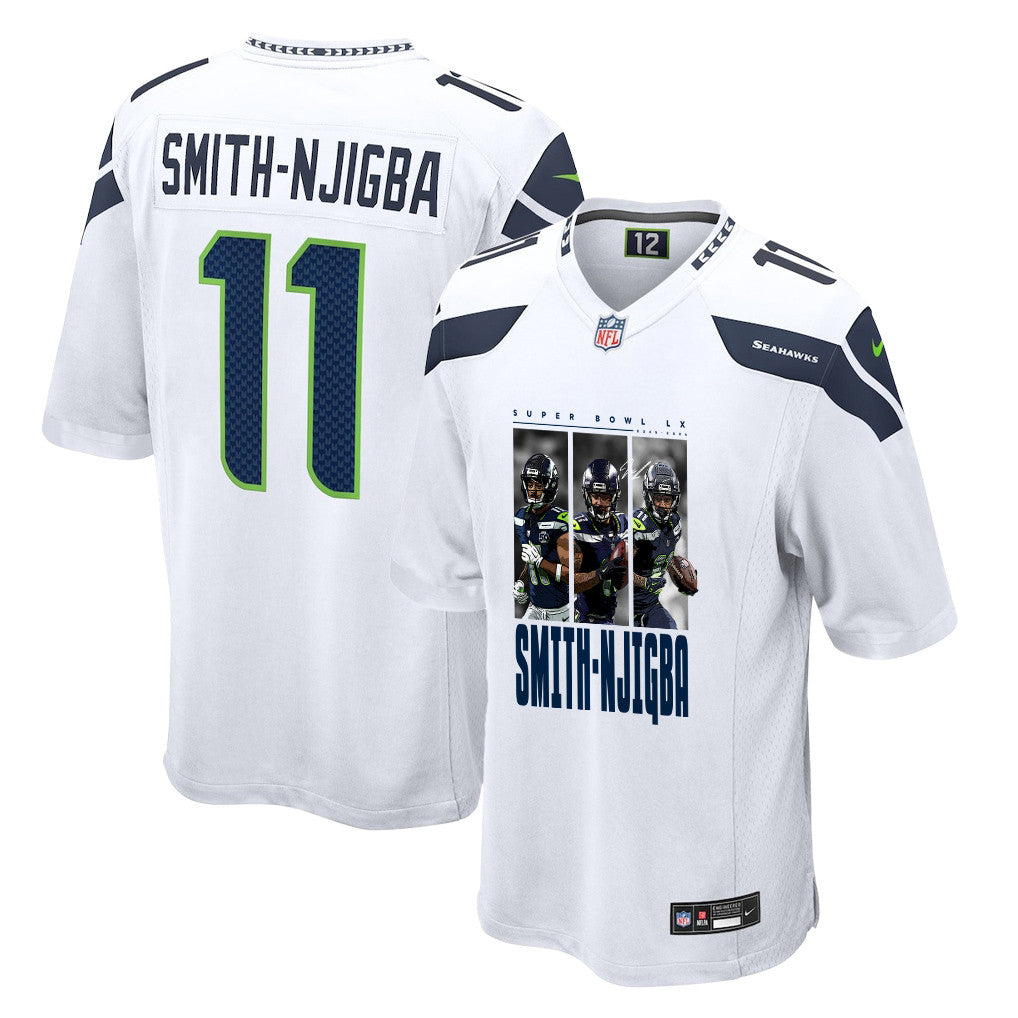 Jaxon Smith-Njigba 11 Seattle Seahawks Super Bowl LX Power & Precision Jersey – White