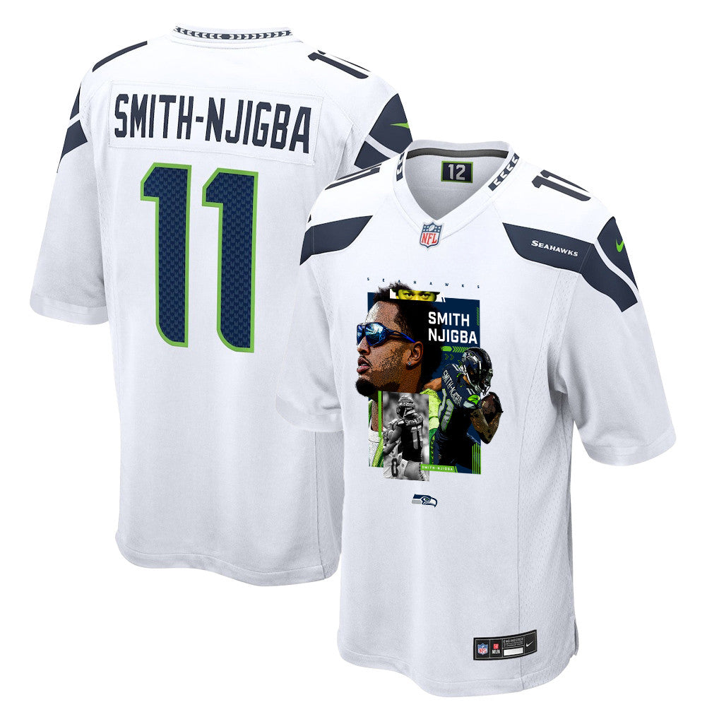 Jaxon Smith-Njigba 11 Seattle Seahawks Super Bowl LX Electric Run Threat Jersey – White