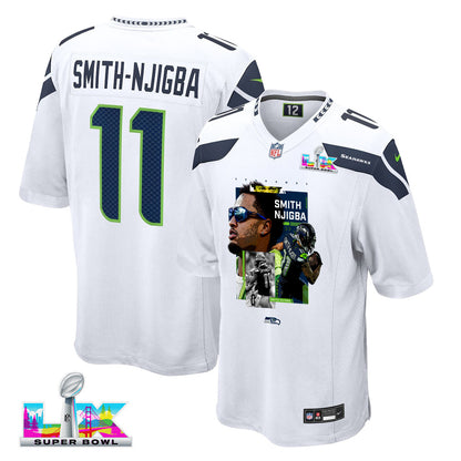 Jaxon Smith-Njigba 11 Seattle Seahawks Super Bowl LX Electric Run Threat Jersey – White