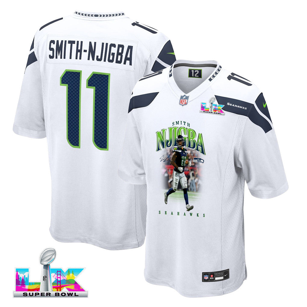 Jaxon Smith-Njigba 11 Seattle Seahawks Super Bowl LX Explosive Playmaker Jersey – White