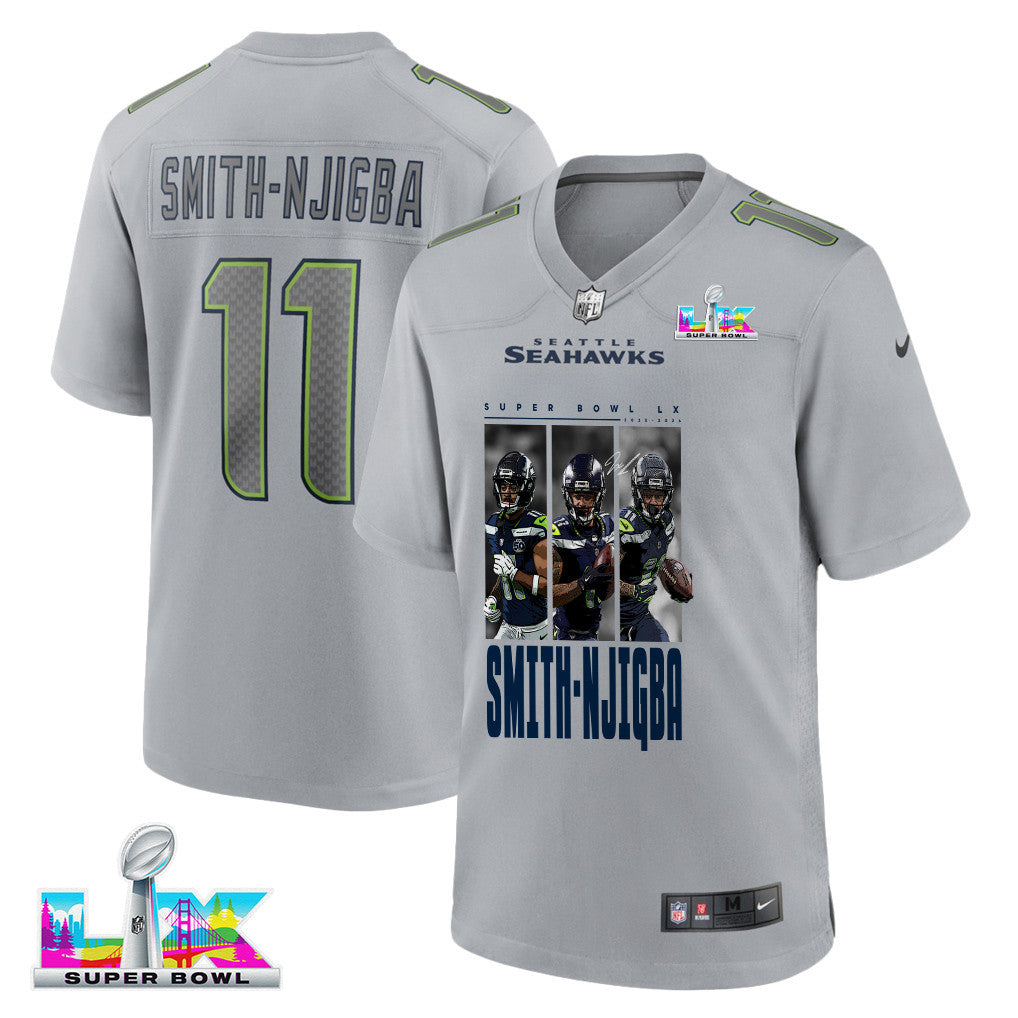 Jaxon Smith-Njigba 11 Seattle Seahawks Super Bowl LX Power & Precision Jersey – Grey