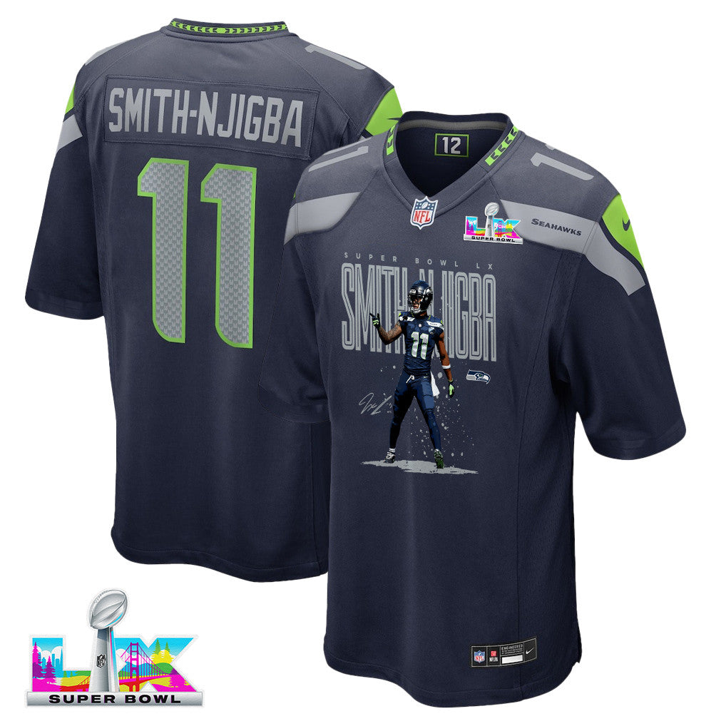 Jaxon Smith-Njigba 11 Seattle Seahawks Super Bowl LX Fan-Favorite Playmaker Jersey – Navy