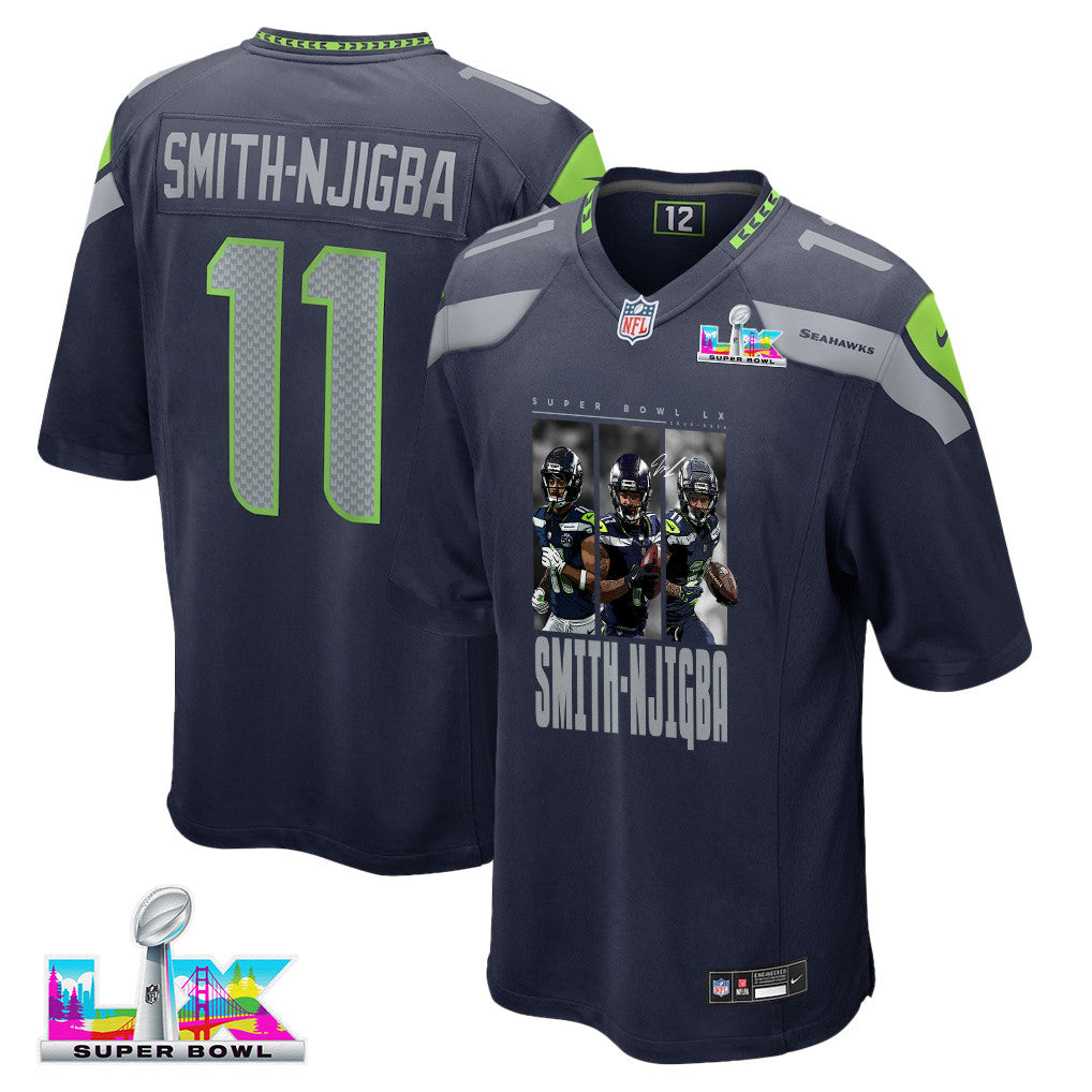 Jaxon Smith-Njigba 11 Seattle Seahawks Super Bowl LX Power & Precision Jersey – Navy