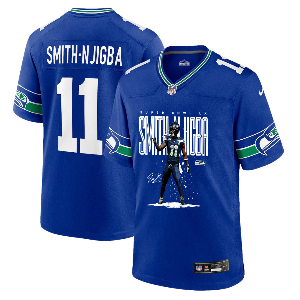 Jaxon Smith-Njigba 11 Seattle Seahawks Super Bowl LX Fan-Favorite Playmaker Jersey – Royal Blue