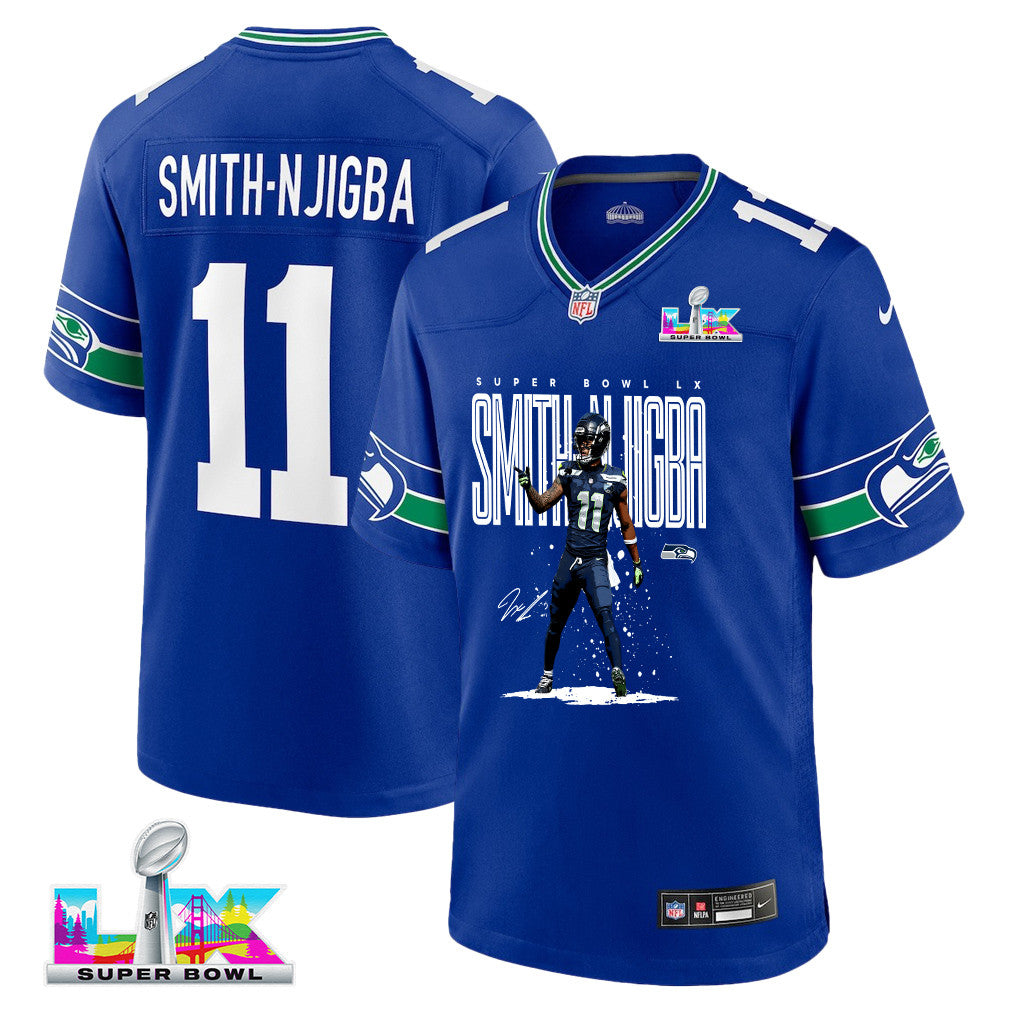 Jaxon Smith-Njigba 11 Seattle Seahawks Super Bowl LX Fan-Favorite Playmaker Jersey – Royal Blue