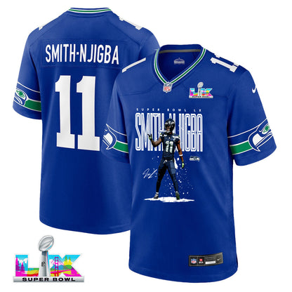 Jaxon Smith-Njigba 11 Seattle Seahawks Super Bowl LX Fan-Favorite Playmaker Jersey – Royal Blue
