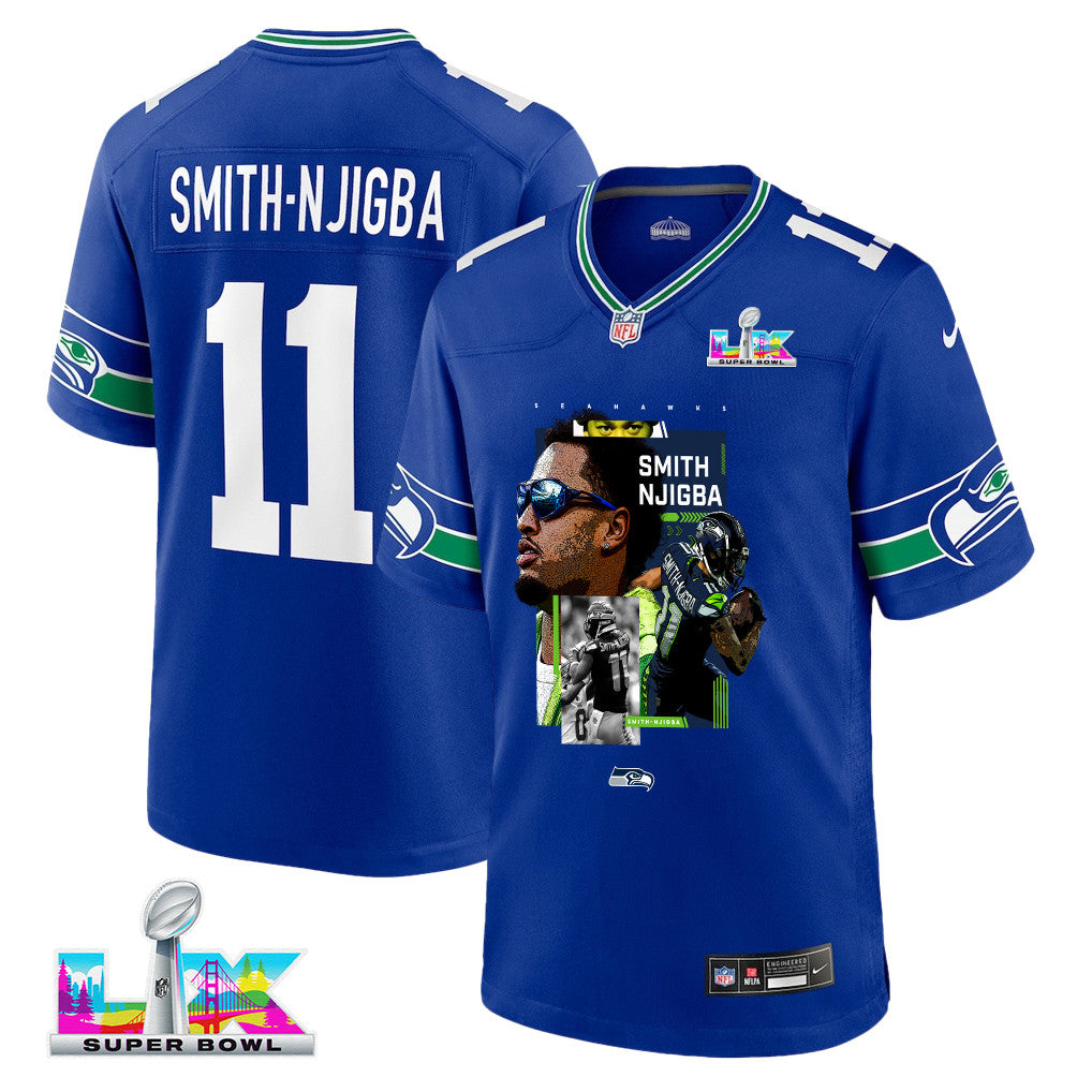 Jaxon Smith-Njigba 11 Seattle Seahawks Super Bowl LX Electric Run Threat Jersey – Royal Blue