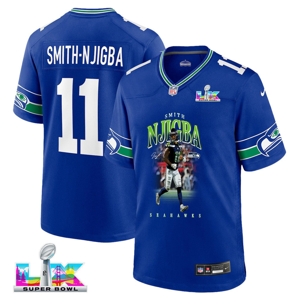 Jaxon Smith-Njigba 11 Seattle Seahawks Super Bowl LX Explosive Playmaker Jersey – Royal Blue