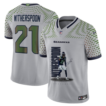 Devon Witherspoon 21 Seattle Seahawks Super Bowl LX Explosive Playmaker Jersey – Grey