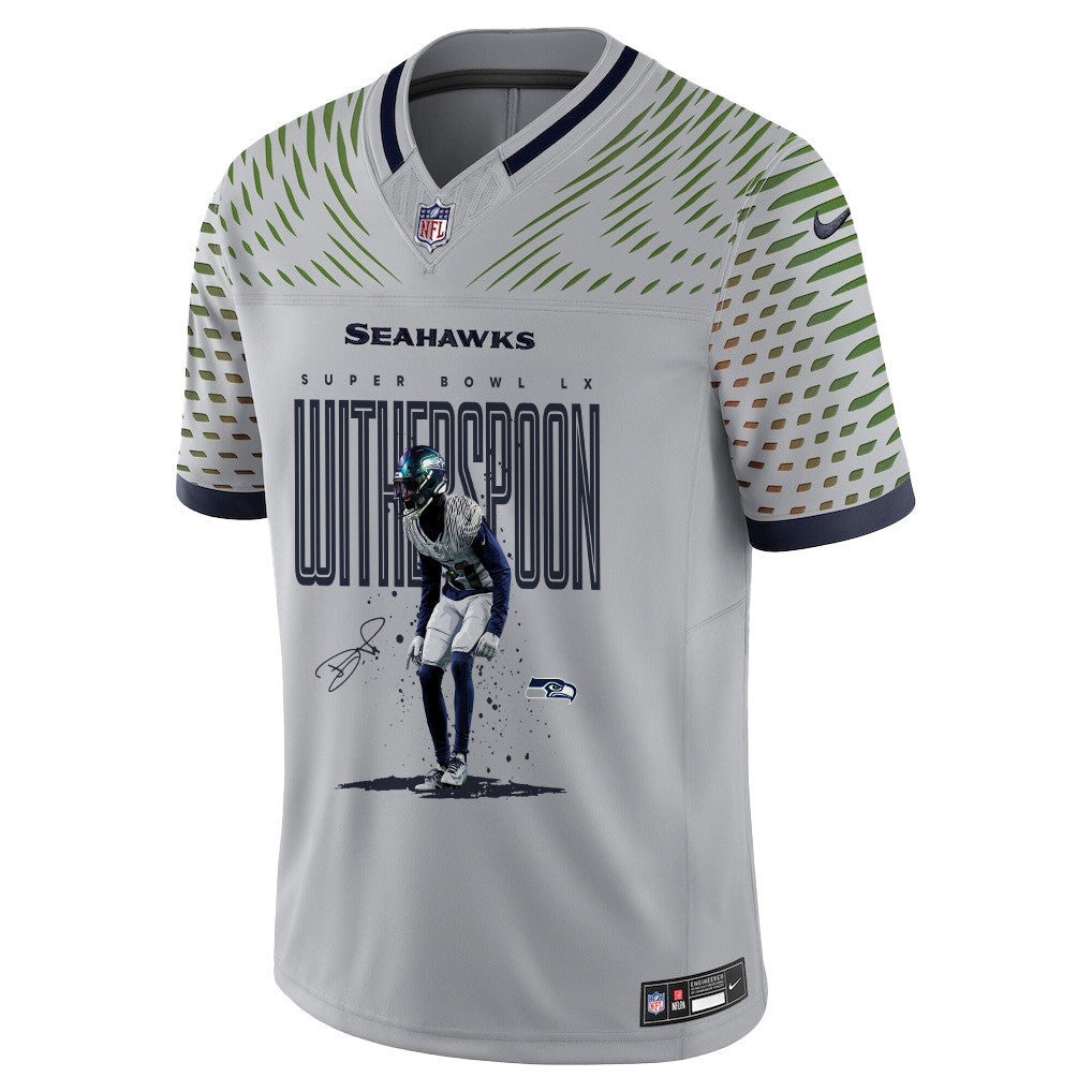 Devon Witherspoon 21 Seattle Seahawks Super Bowl LX Rising Star Jersey – Grey