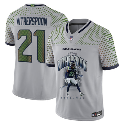 Devon Witherspoon 21 Seattle Seahawks Super Bowl LX Dynamic Ground Game Jersey – Grey