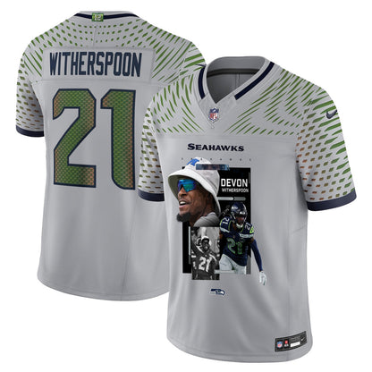 Devon Witherspoon 21 Seattle Seahawks Super Bowl LX Backfield Beast Jersey – Grey