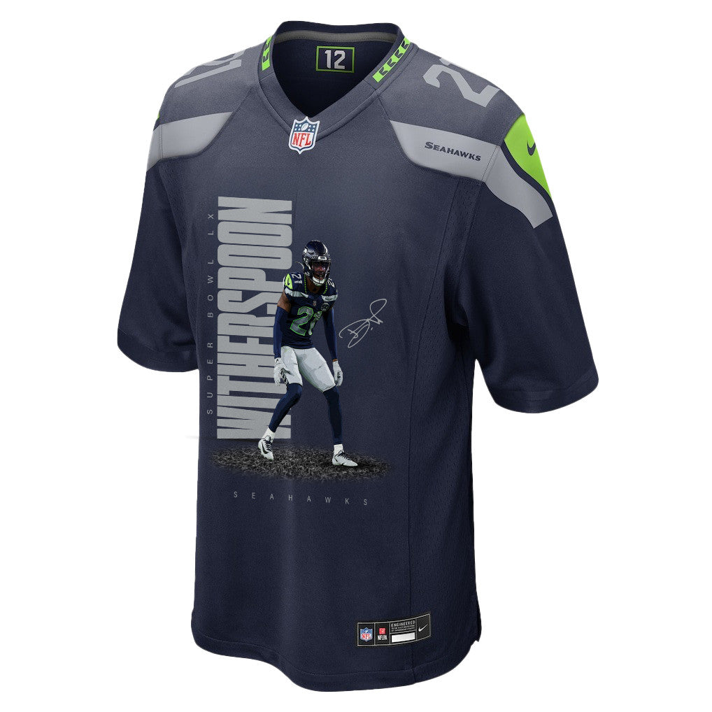 Devon Witherspoon 21 Seattle Seahawks Super Bowl LX Explosive Playmaker Jersey – Navy