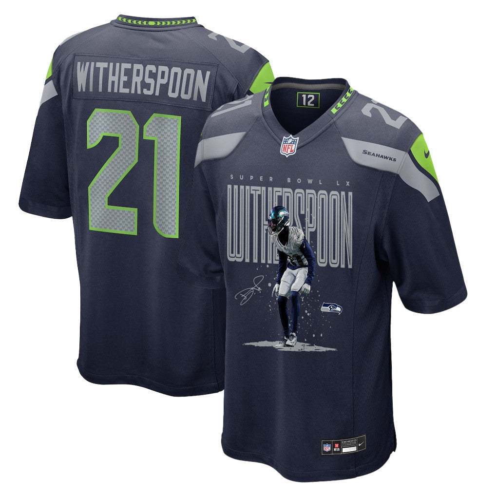 Devon Witherspoon 21 Seattle Seahawks Super Bowl LX Rising Star Jersey – Navy