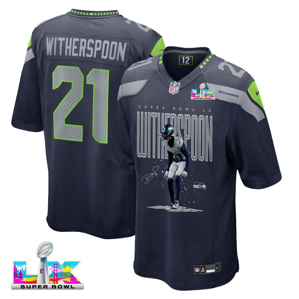 Devon Witherspoon 21 Seattle Seahawks Super Bowl LX Rising Star Jersey – Navy