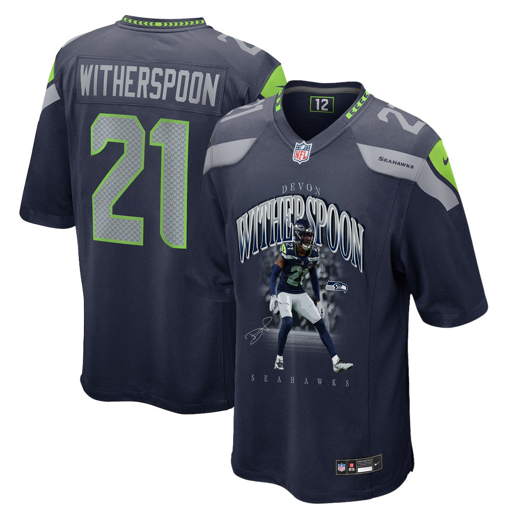Devon Witherspoon 21 Seattle Seahawks Super Bowl LX Dynamic Ground Game Jersey – Navy