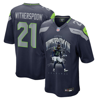 Devon Witherspoon 21 Seattle Seahawks Super Bowl LX Dynamic Ground Game Jersey – Navy