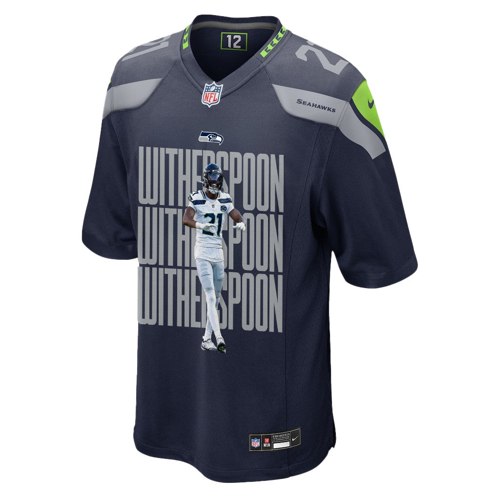 Devon Witherspoon 21 Seattle Seahawks Super Bowl LX Electric Run Threat Jersey – Navy