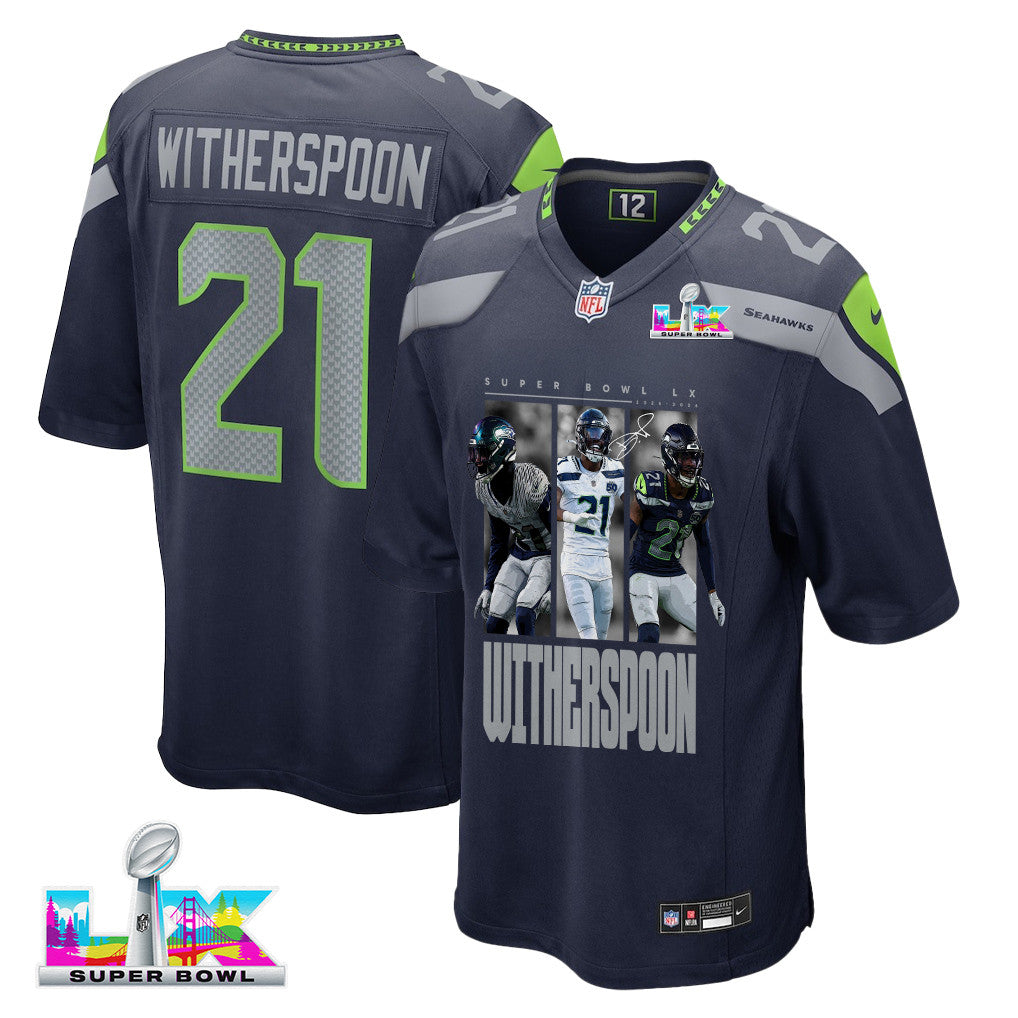 Devon Witherspoon 21 Seattle Seahawks Super Bowl LX Breakaway Speed Jersey – Navy
