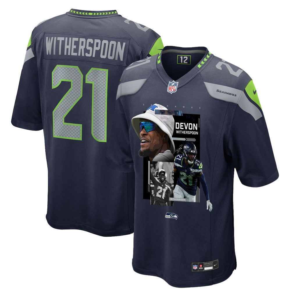 Devon Witherspoon 21 Seattle Seahawks Super Bowl LX Backfield Beast Jersey – Navy
