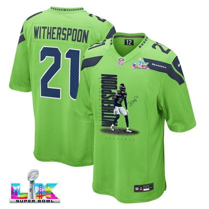 Devon Witherspoon 21 Seattle Seahawks Super Bowl LX Explosive Playmaker Jersey – Green