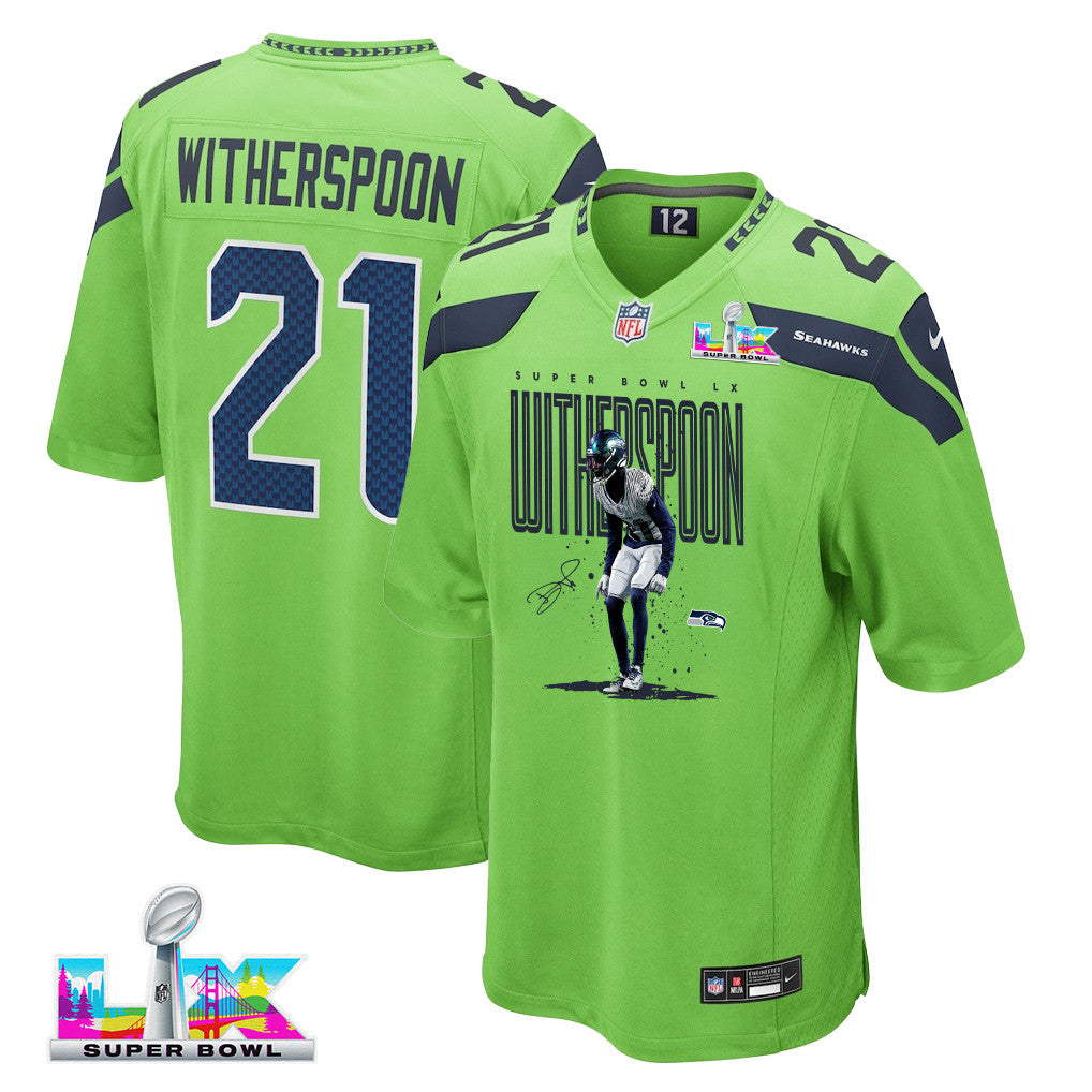 Devon Witherspoon 21 Seattle Seahawks Super Bowl LX Rising Star Jersey – Green