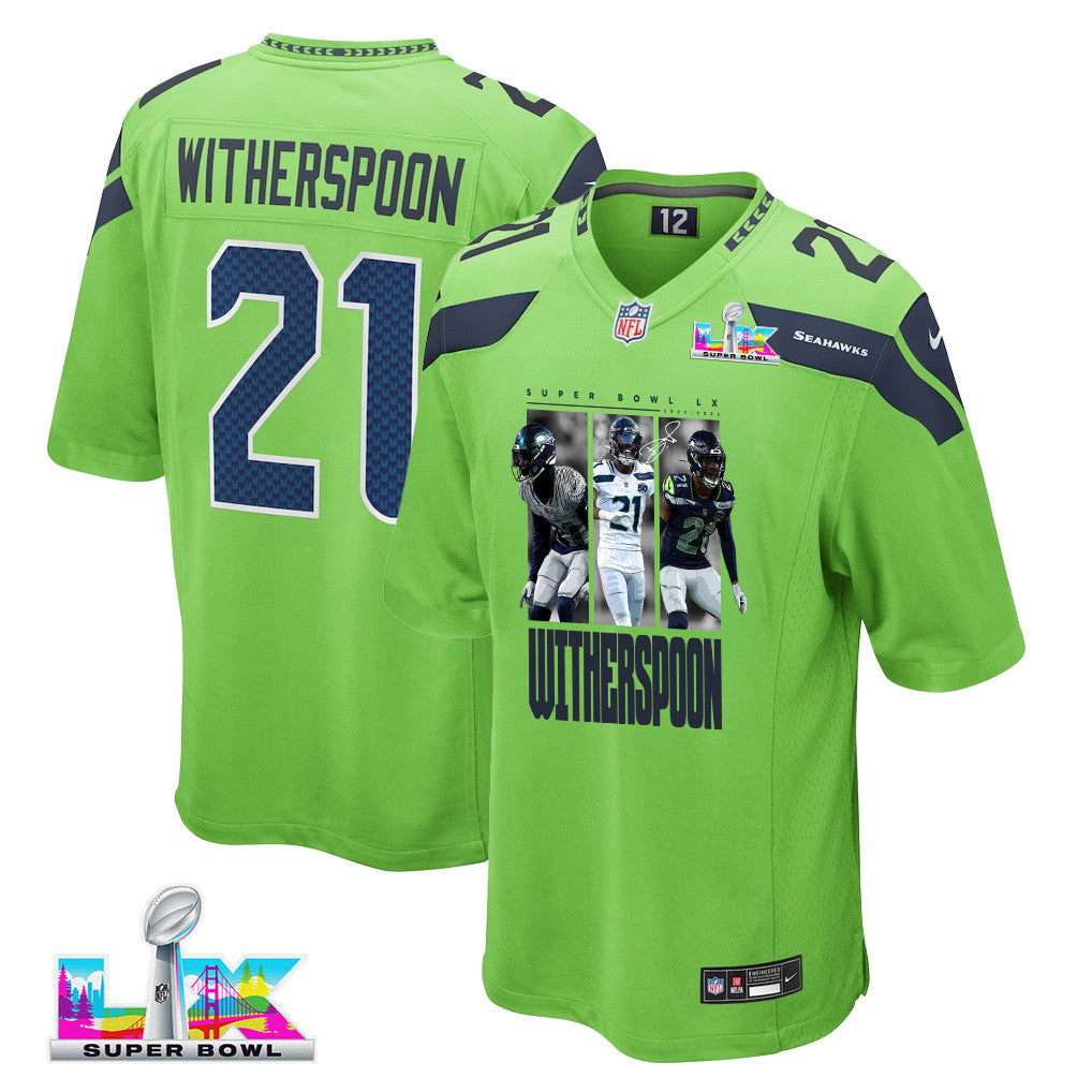 Devon Witherspoon 21 Seattle Seahawks Super Bowl LX Breakaway Speed Jersey – Green