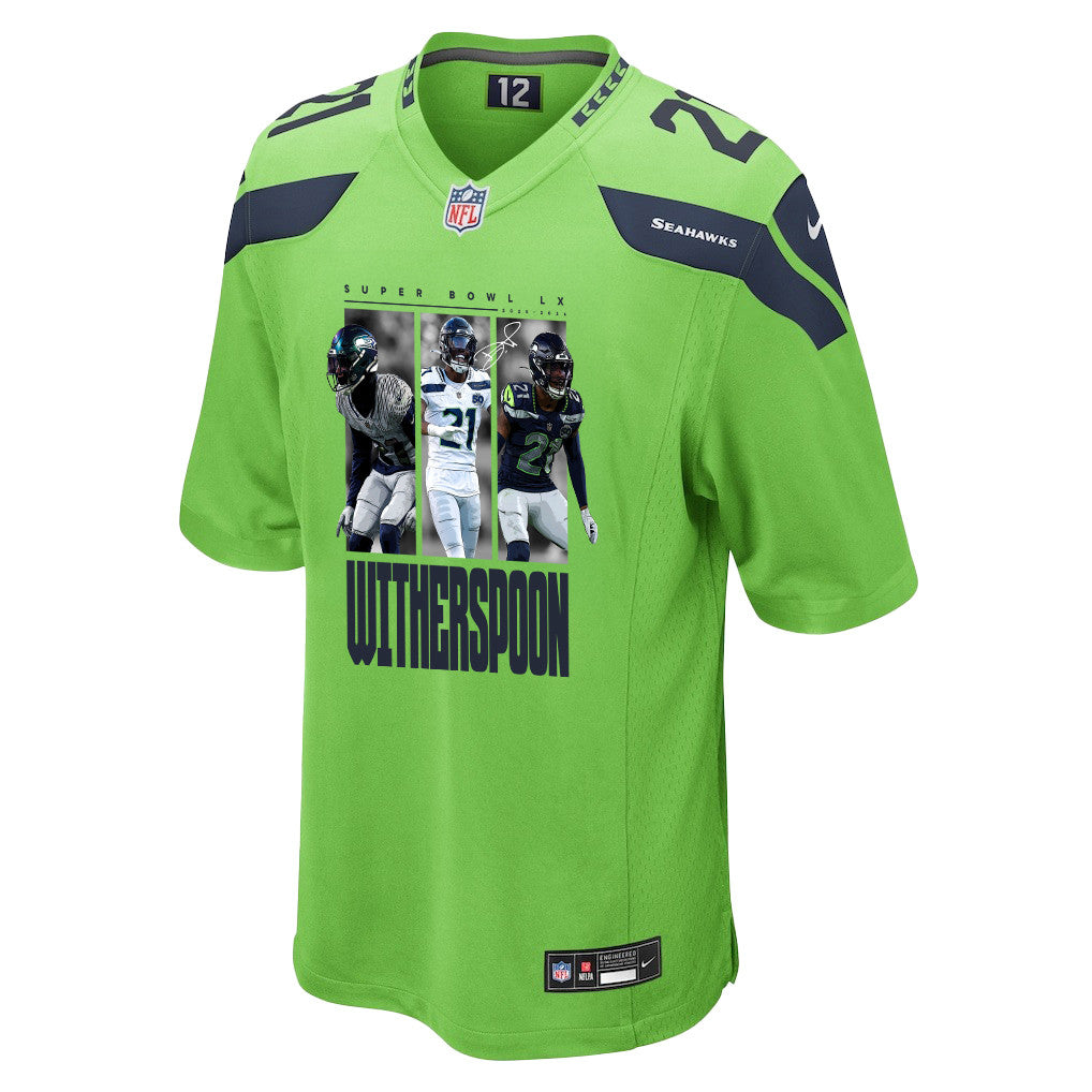 Devon Witherspoon 21 Seattle Seahawks Super Bowl LX Breakaway Speed Jersey – Green