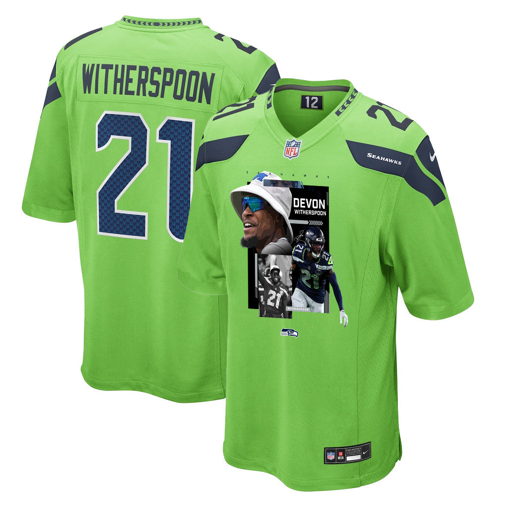 Devon Witherspoon 21 Seattle Seahawks Super Bowl LX Backfield Beast Jersey – Green