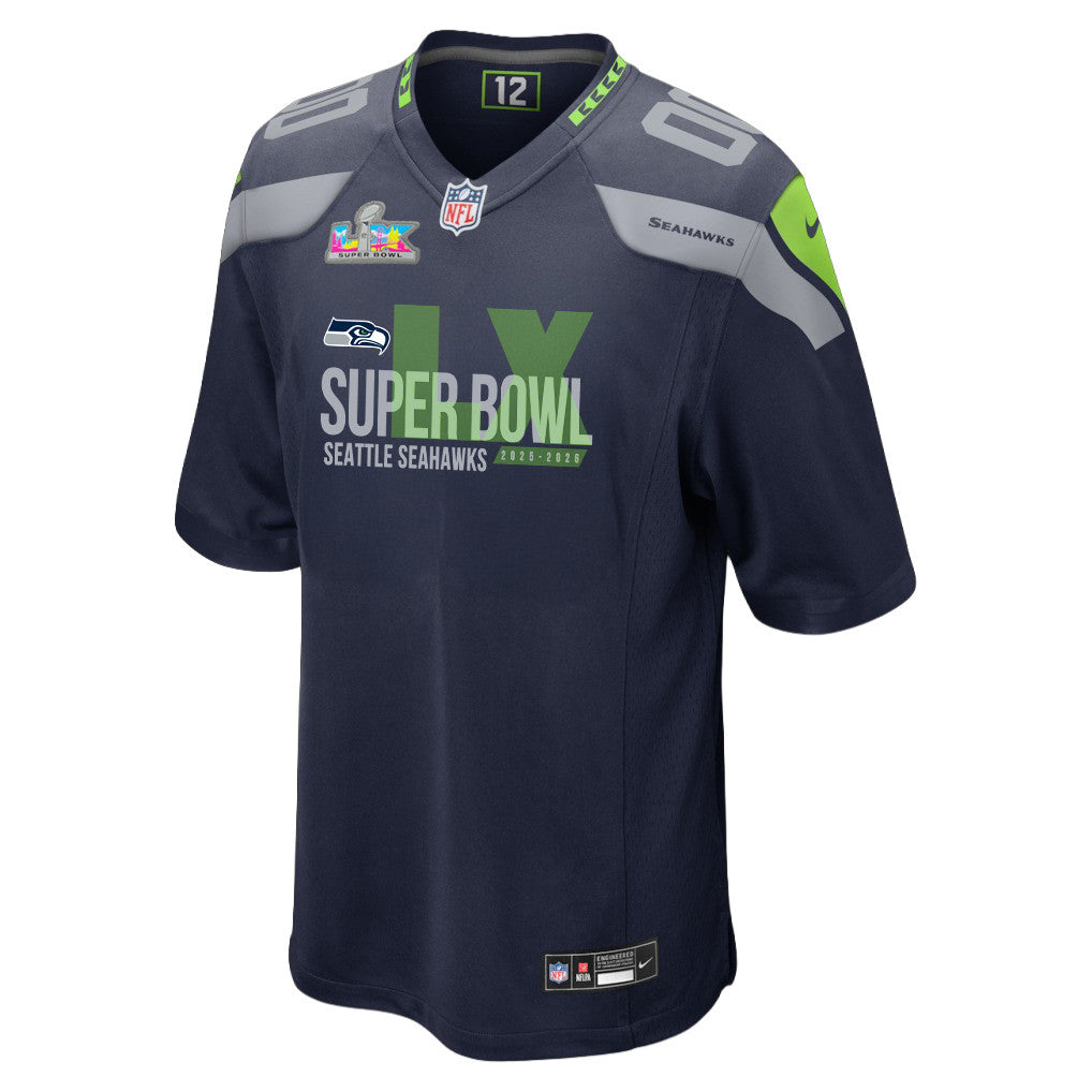 Seattle Seahawks 25-26 Champions Super Bowl LX Custom Team Game Jersey - College Navy
