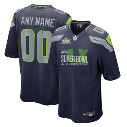 Seattle Seahawks 25-26 Champions Super Bowl LX Custom Team Game Jersey - College Navy