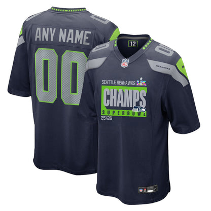 Seattle Seahawks Super Bowl 25/26 Champions LX Custom Team Game Jersey - College Navy