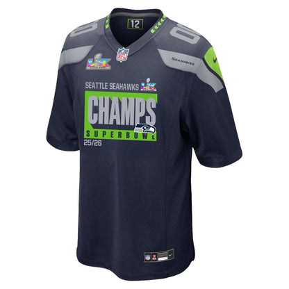 Seattle Seahawks Super Bowl 25/26 Champions LX Custom Team Game Jersey - College Navy