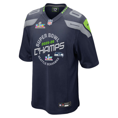 Seattle Seahawks Champions 2025-26 Super Bowl LX Custom Team Game Jersey - College Navy