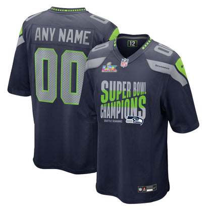 Seattle Seahawks Super Bowl LX Champions Custom Team Game Jersey - College Navy