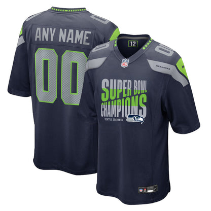 Seattle Seahawks Super Bowl LX Champions Custom Team Game Jersey - College Navy
