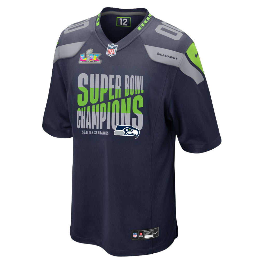 Seattle Seahawks Super Bowl LX Champions Custom Team Game Jersey - College Navy