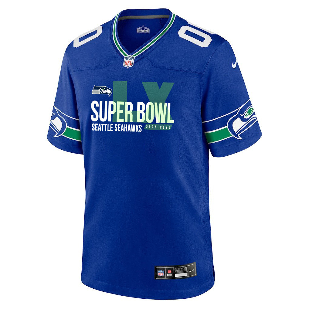 Seattle Seahawks 25-26 Champions Super Bowl LX Custom Alternate Game Jersey - Royal