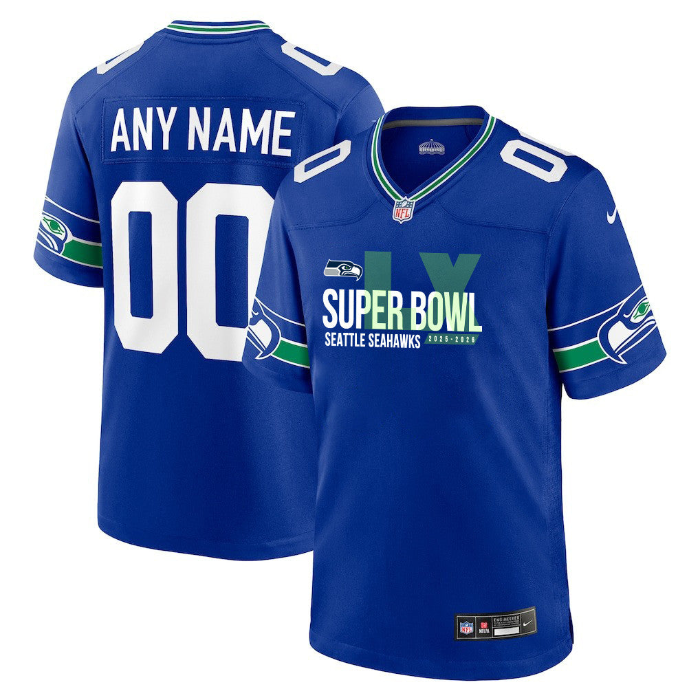 Seattle Seahawks 25-26 Champions Super Bowl LX Custom Alternate Game Jersey - Royal