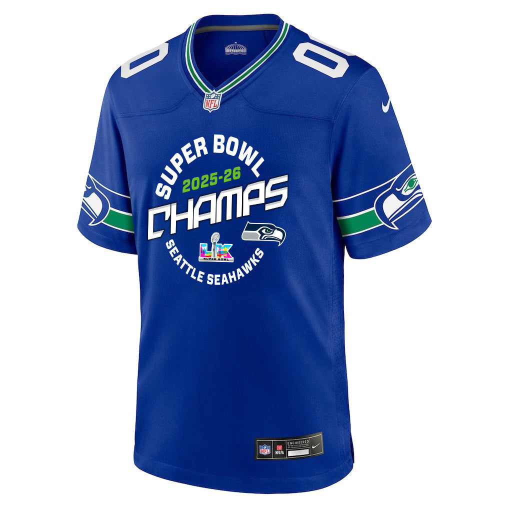 Seattle Seahawks Champions 2025-26 Super Bowl LX Custom Alternate Game Jersey - Royal