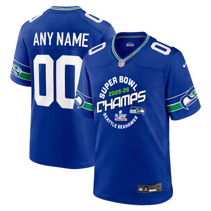 Seattle Seahawks Champions 2025-26 Super Bowl LX Custom Alternate Game Jersey - Royal