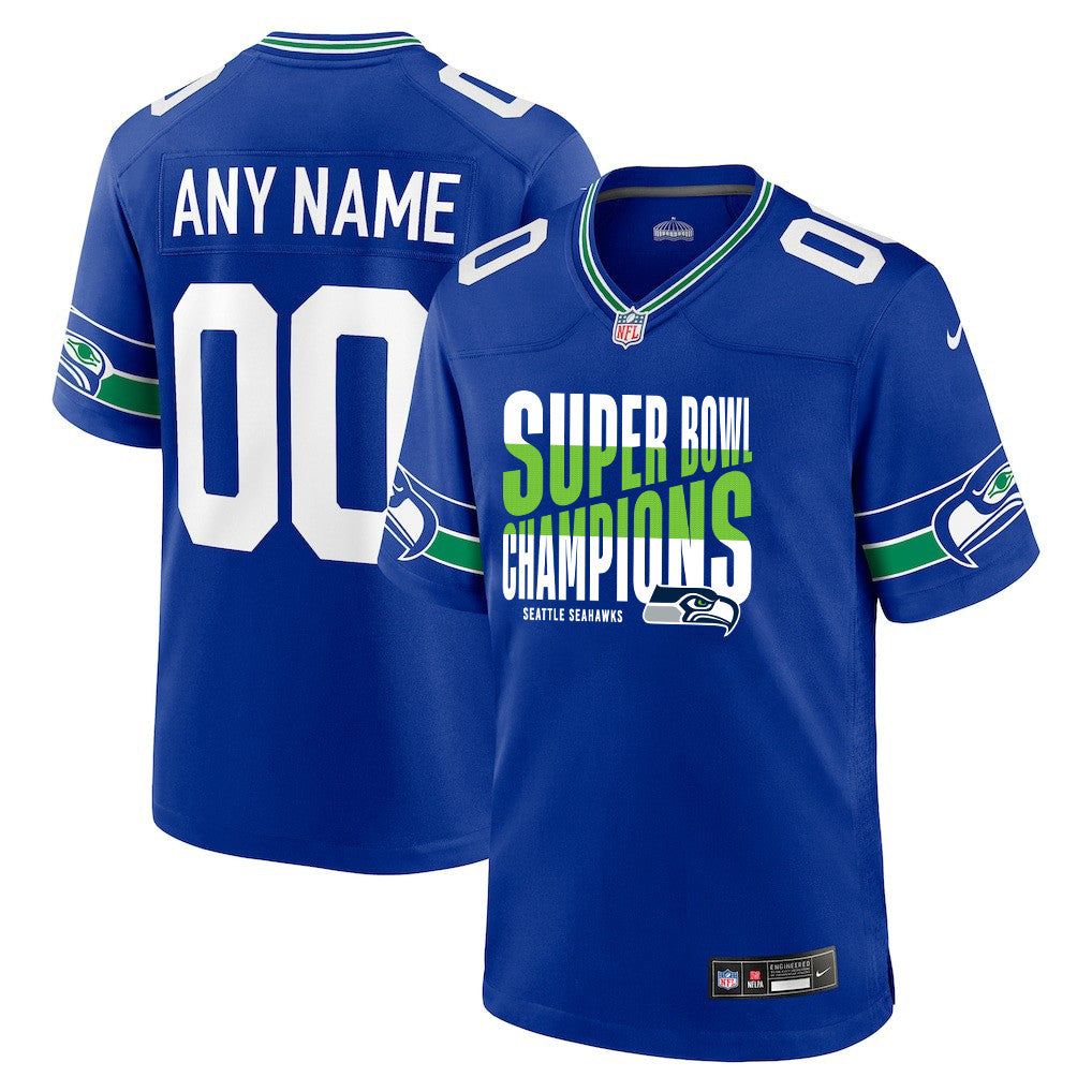 Seattle Seahawks Super Bowl LX Champions Custom Alternate Game Jersey - Royal