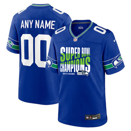 Seattle Seahawks Super Bowl LX Champions Custom Alternate Game Jersey - Royal