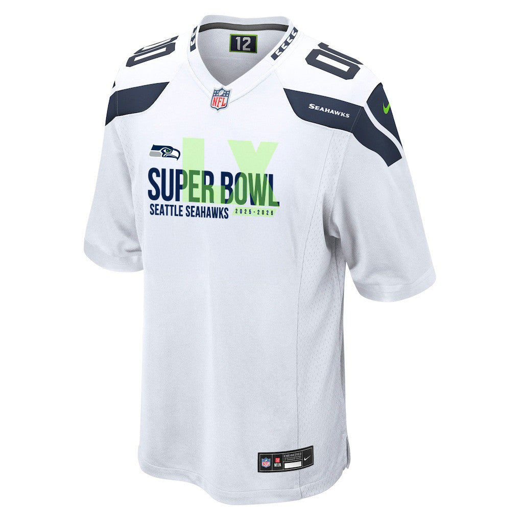 Seattle Seahawks 25-26 Champions Super Bowl LX Custom Game Jersey - White