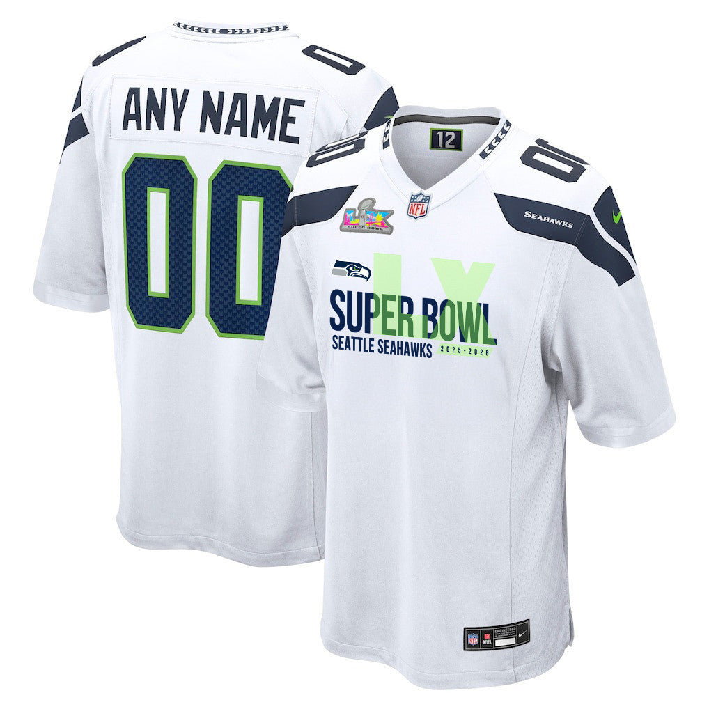 Seattle Seahawks 25-26 Champions Super Bowl LX Custom Game Jersey - White